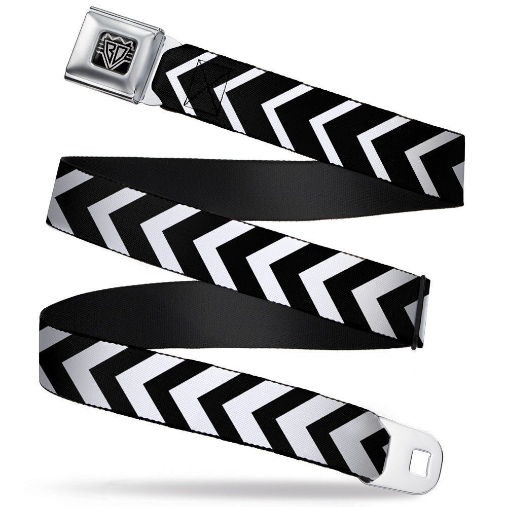 1856 Unisex-Adult's Seatbelt Belt Chevron Regular, White/Black, 1.5"" wide